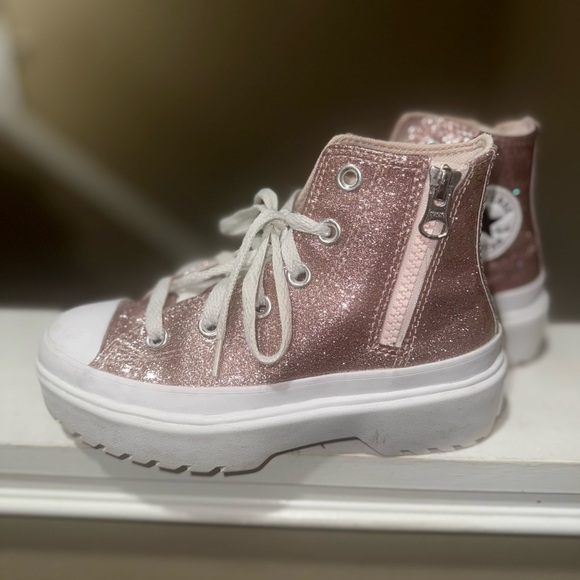Converse Glittery Pink High-Top Kids Sneakers - Picture 5 of 6